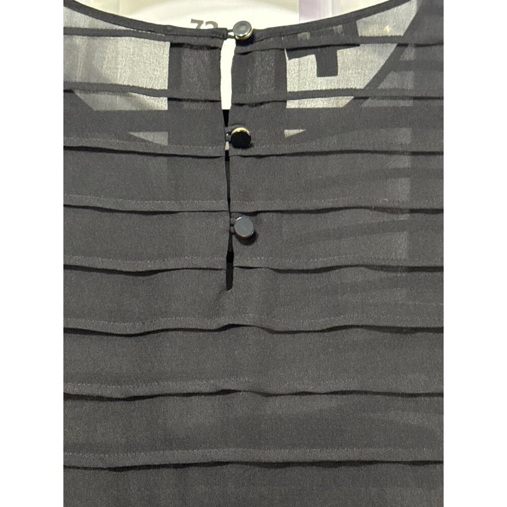 Talbots Black Sheer Striped Long Sleeve Blouse Size 14 Keyhole Back - Picture 4 of 6